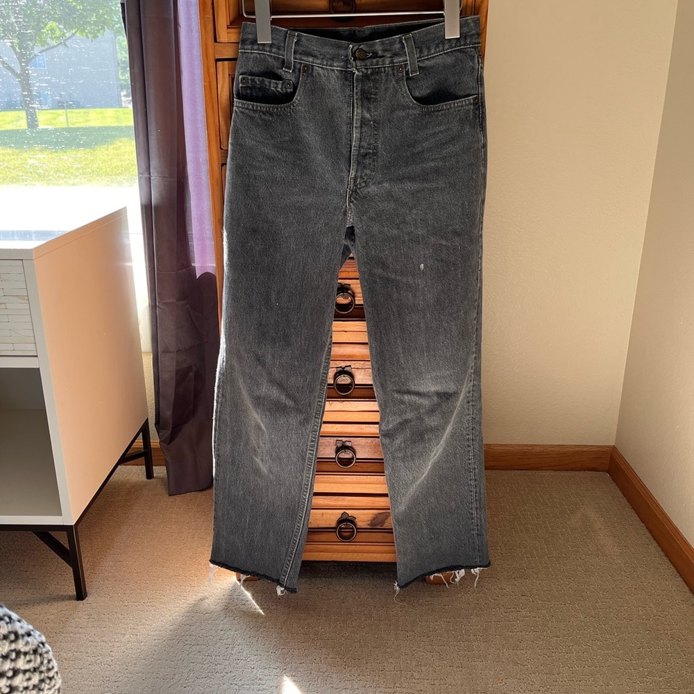 Vintage Levi’s 701 | Faded Gray | Raw Hem | 26” Inseam | 13” Waist Flat